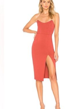 Superdown Zarah Strapless Midi Dress Dusty Rose XS